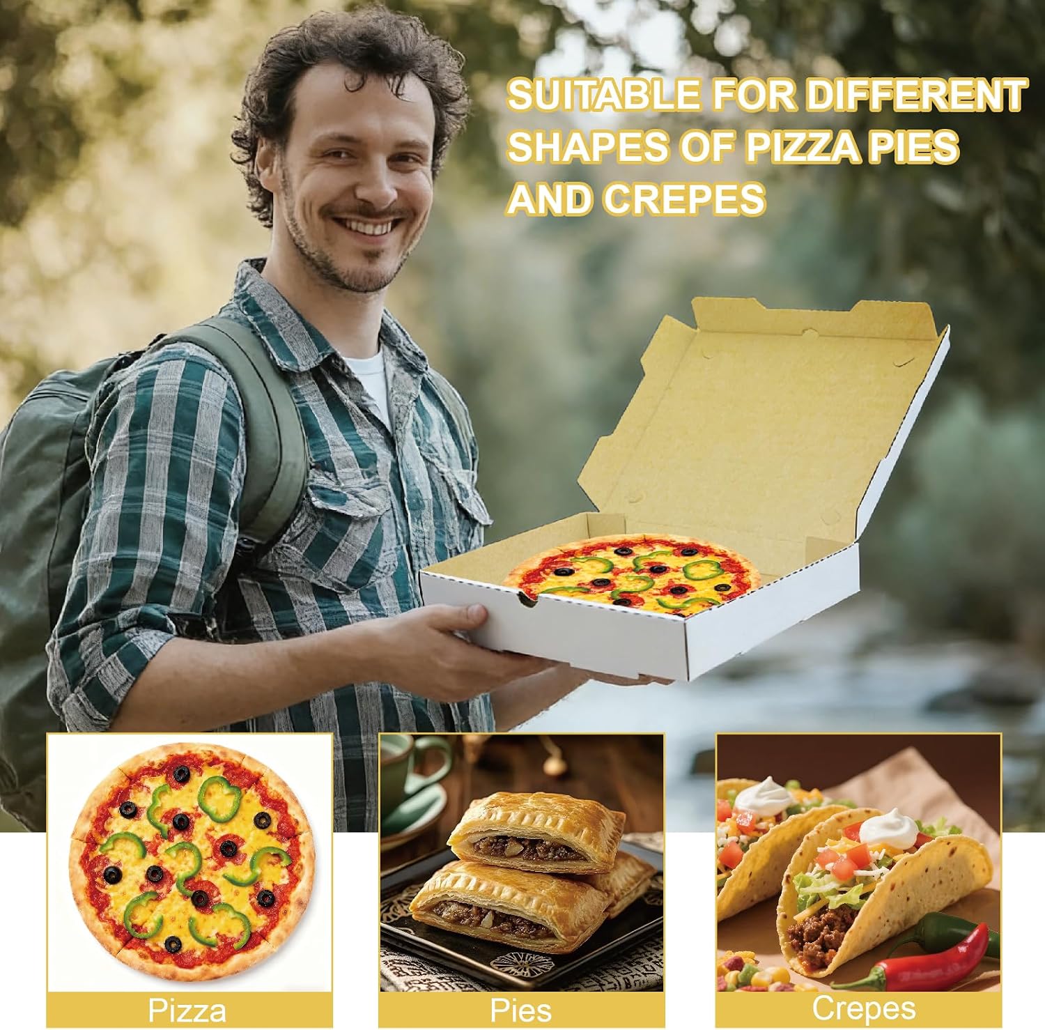 Pizza Boxes 12 x 12 x 2 （12 Pack） Ventilated and durable,Suitable for pizza, cookies, cakes, or food delivery