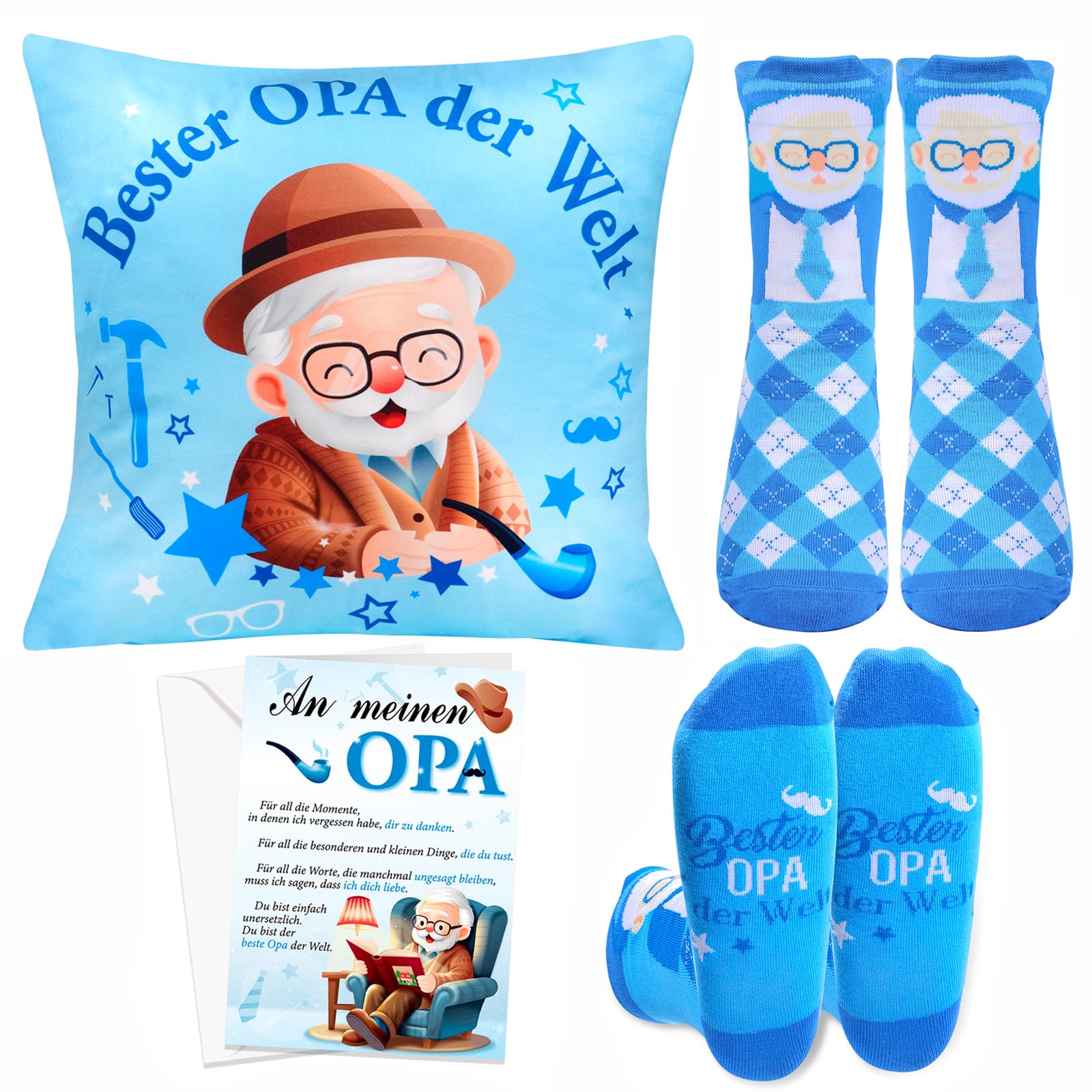 HOWAF 3er Oma Geschenk, Kissenbezug, Socken, Karte für Oma,
