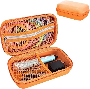 Case Compatible with 3Doodler Start+ Essentials for 3D Pen Set for Kids, Carrying Holder Fit for Printing Pens, Storage Organizer for Printing Filament Refill, Micro-USB Charger 3D-04A-Orange