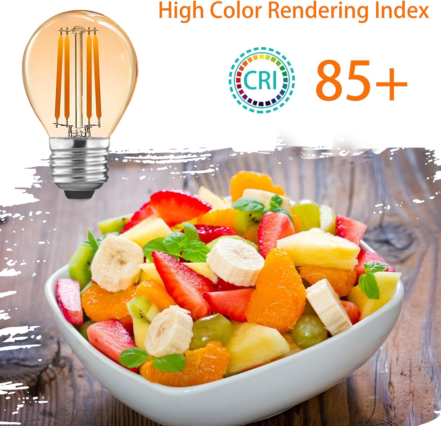 G45 Amber LED Light Bulbs 4W 120V E26 Dimmable Globe Decorative Light Bulbs 40 watt Equivalent Vintage Edison LED Bulbs 2200K Warm Light Bulbs, 3-Pack