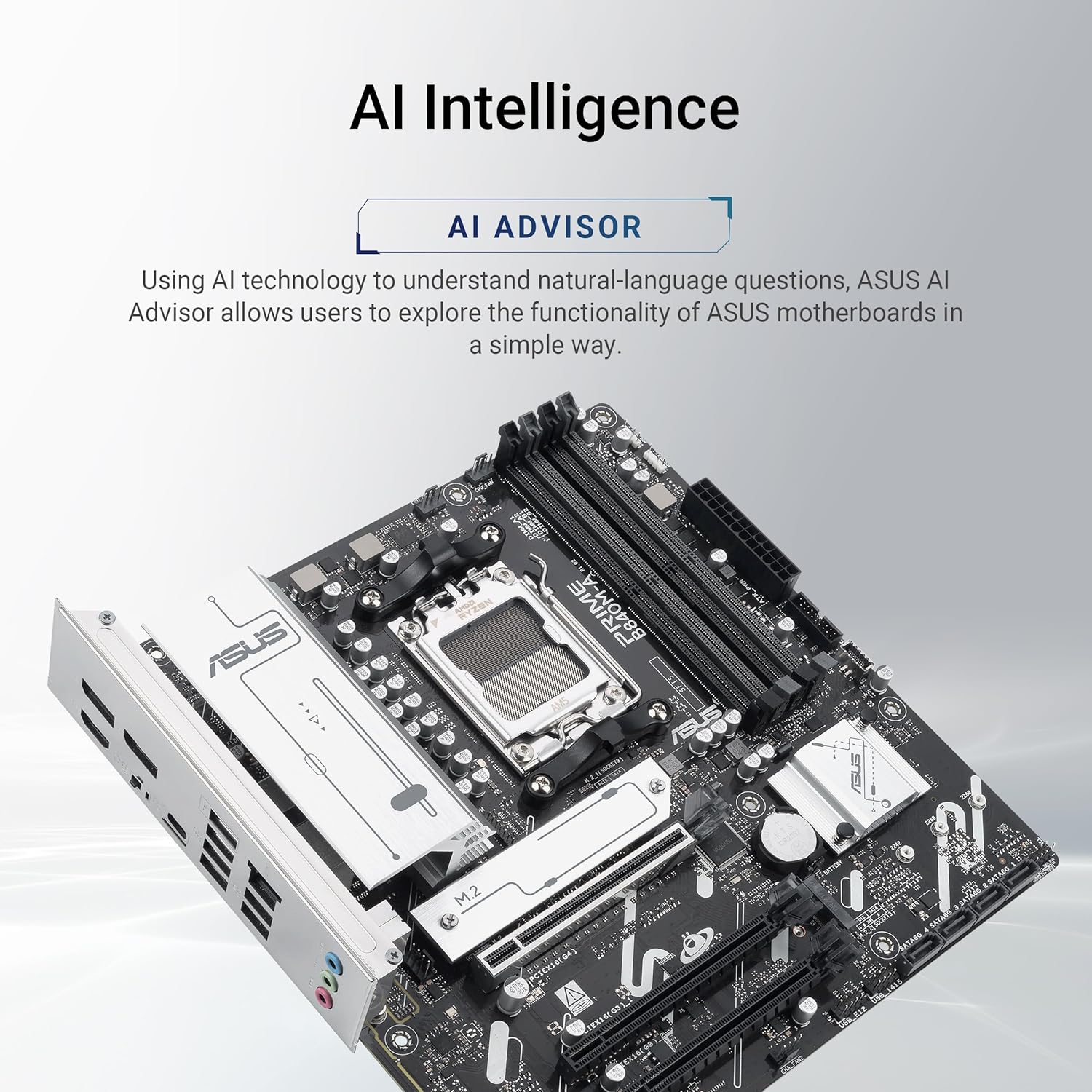 ASUS Prime B840M-A-CSM Motherboard Socket AMD AM5 (AMD B840, mATX, DDR5 Memory, 3X M.2, PCIe 4.0, Aura Sync)