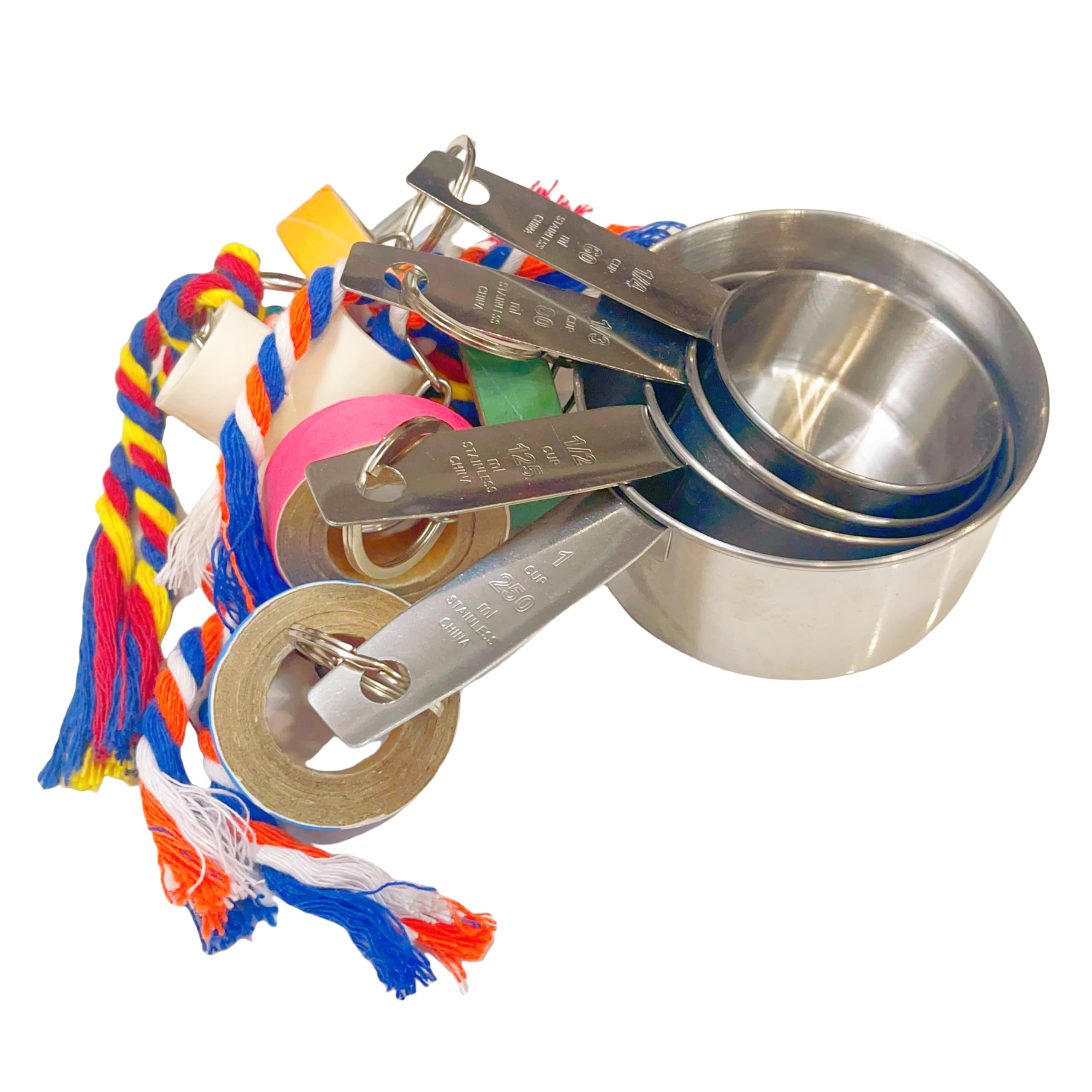 Durable Stainless Steel Pot Bagel Bird Toys for Parrots Cardboard Fatty Bagel Chewing Foraging Shredding for Medium and Large Parrot Amazons Macaws African Greys Cockatoos Eclectus Guaker Chicken - image 7