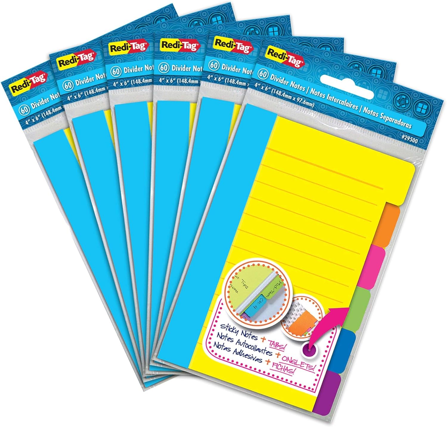 Pad, Note Lined SelfStick Tabbed Notes, Sticky Divider 60 Original