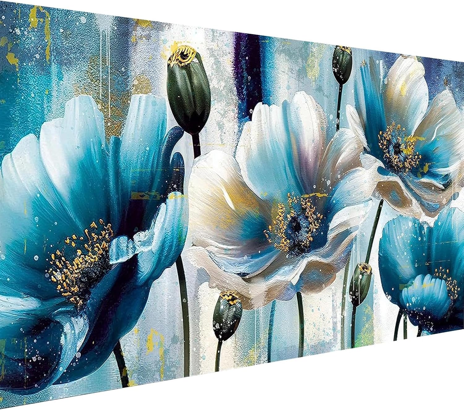 YALKIN Square 5D Diamond Painting Kits for Adults, Large Flowers Diamond Art Kits Full Drill Diamond Painting Kit for Adult Beginners, DIY Crystal Picture Art for Home Wall Decor 40x70CM/15.8x27.6in