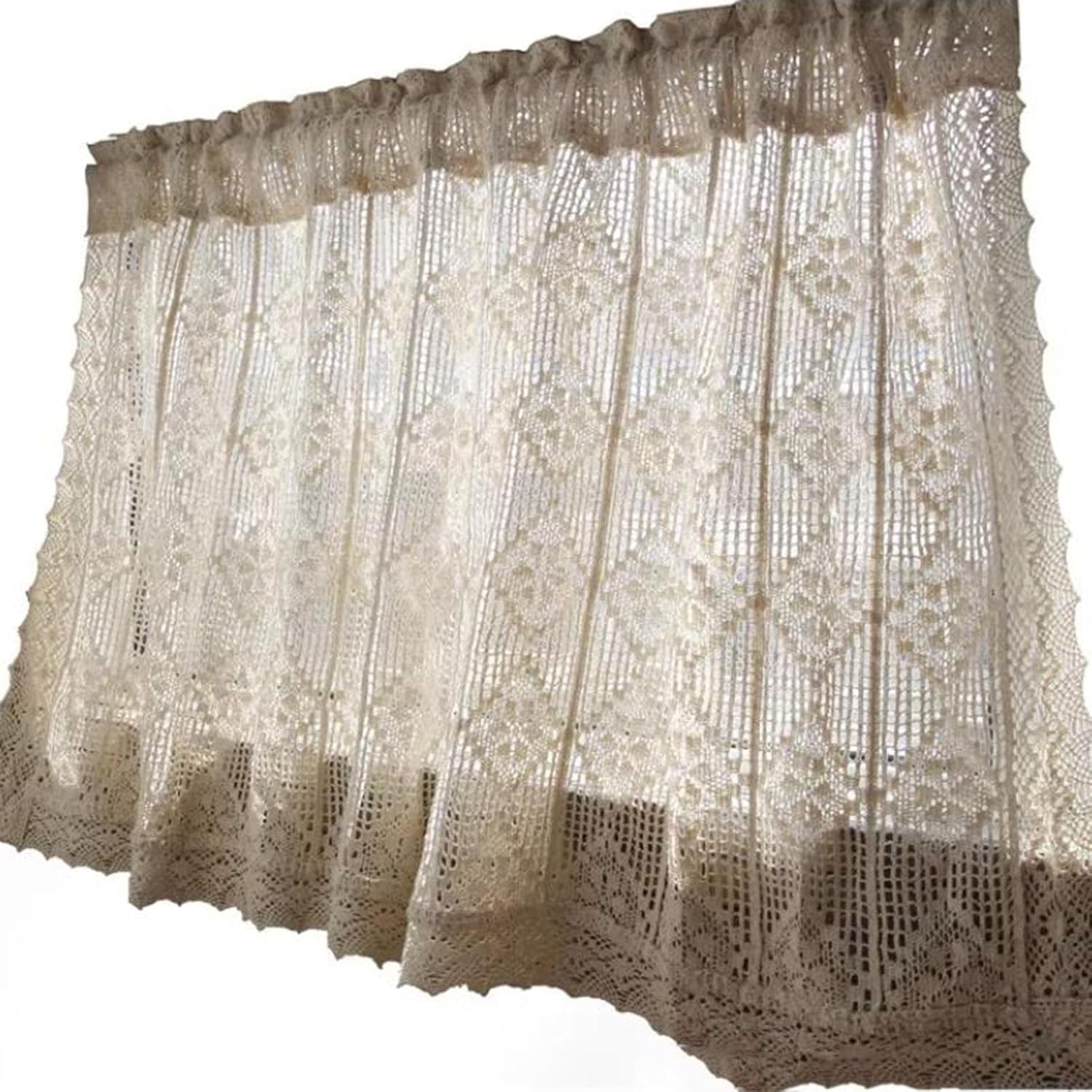 Amazon.com: Rustic Farmhouse Cottage Style Valances ，Crochet Lace ...