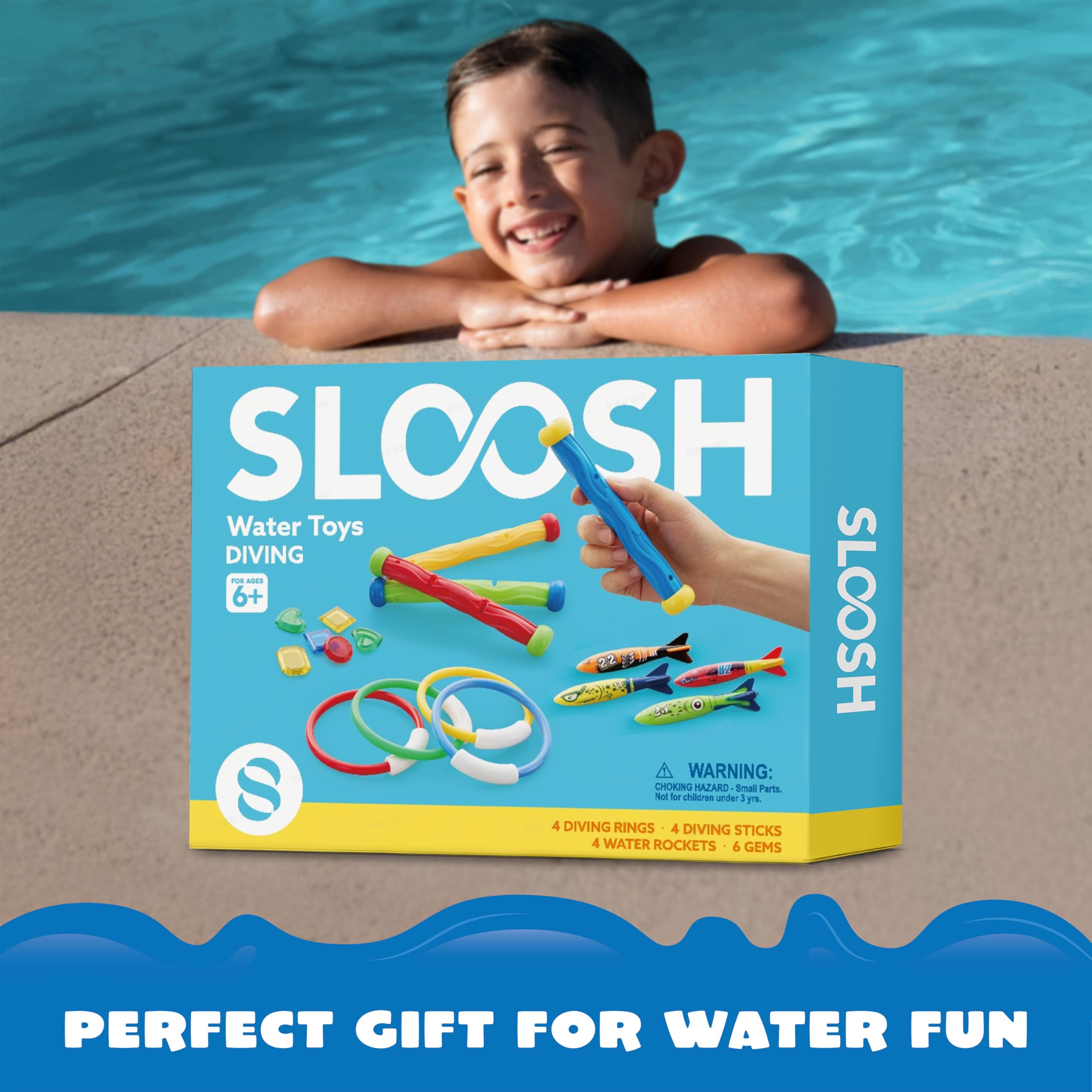 JOYIN 18 Pcs Jouets de Plongée Jouets de Natation Piscine Jeux de Piscine Jouet Anneaux Plongée sous-Marine Bâtons de Plongée et Bandits de Toypedo avec Bundle Cadeau Trésors de l'eau