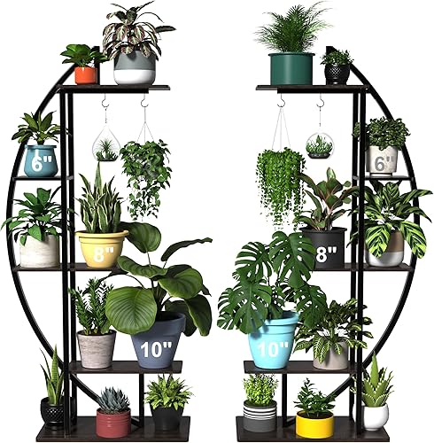 Miniatura 1 de GDLF Soporte alto para plantas, estante grande para plantas de interior, 71 pulgadas, estante de metal con gancho para colgar, diseño más alto
