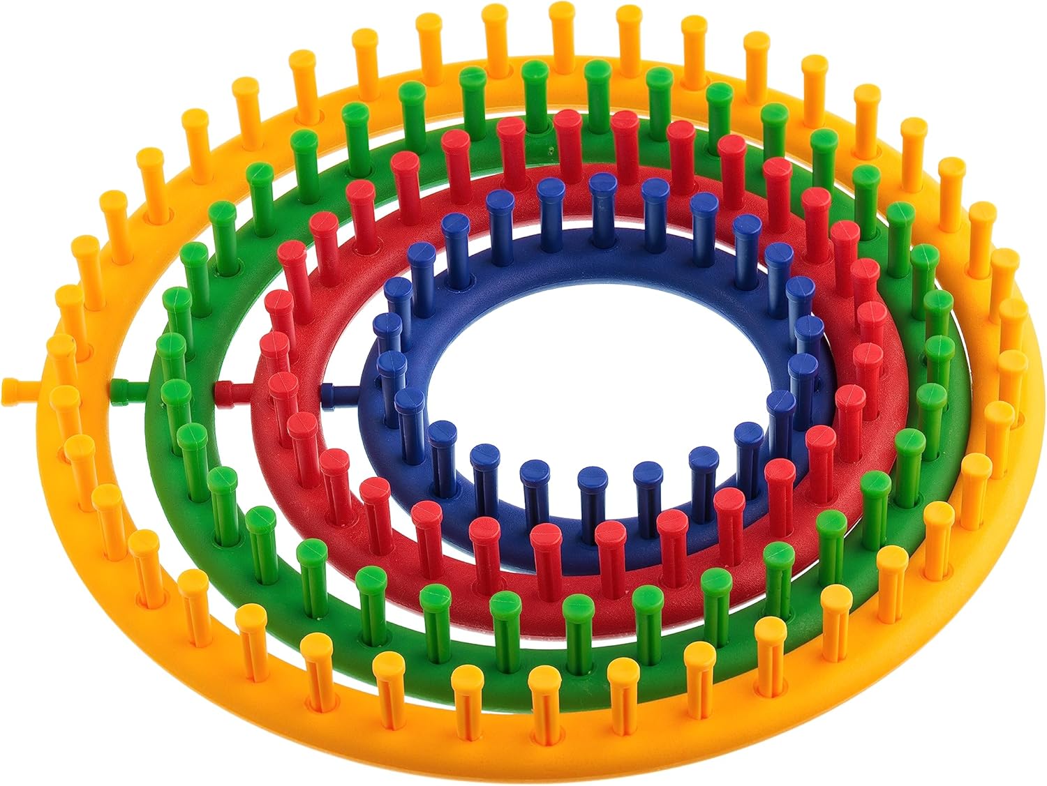 The Quilted Bear Round Knitting Loom Set - Plastic Knit Quick Loom Set of Four Different Sizes Circular Knitting Looms for Making Hats, Scarves & More