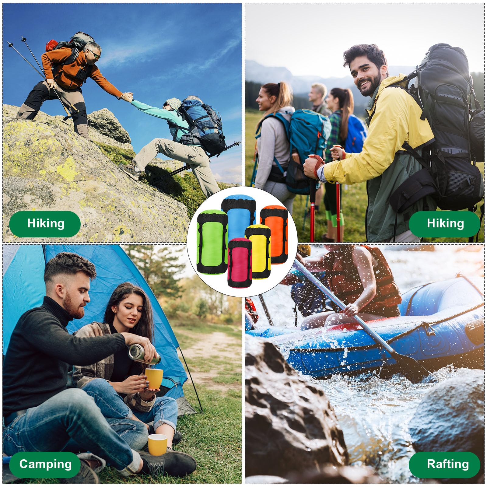 Kit 5 Sacos De Compressão GliCraft 5L A 35L | Impermeáveis | Para Mochila E Viagem