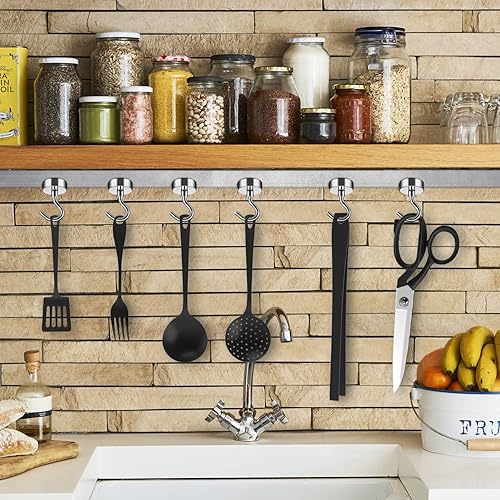 Vista 54 de FINDMAG Paquete de 16 ganchos magnéticos, ganchos magnéticos de neodimio negro, ganchos magnéticos fuertes de 30 libras para colgar, imán