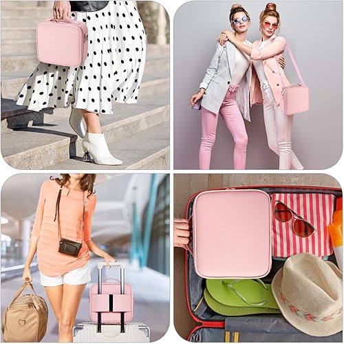 Miniatura 8 de Oewoer Organizador de bolsa de maquillaje de viaje, 10.2 pulgadas, estuche portátil de maquillaje para cosméticos, bolsa de almacenamiento para