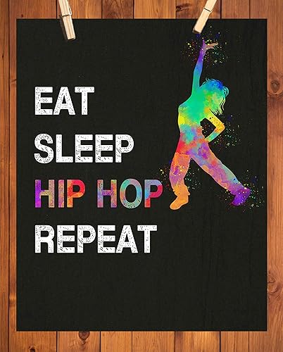 Miniatura 5 de Eat Sleep Hip Hop Repeat, Girl Dancer - Impresión artística de pared con cita abstracta de 11 x 14 pulgadas, póster sin marco, regalo único para