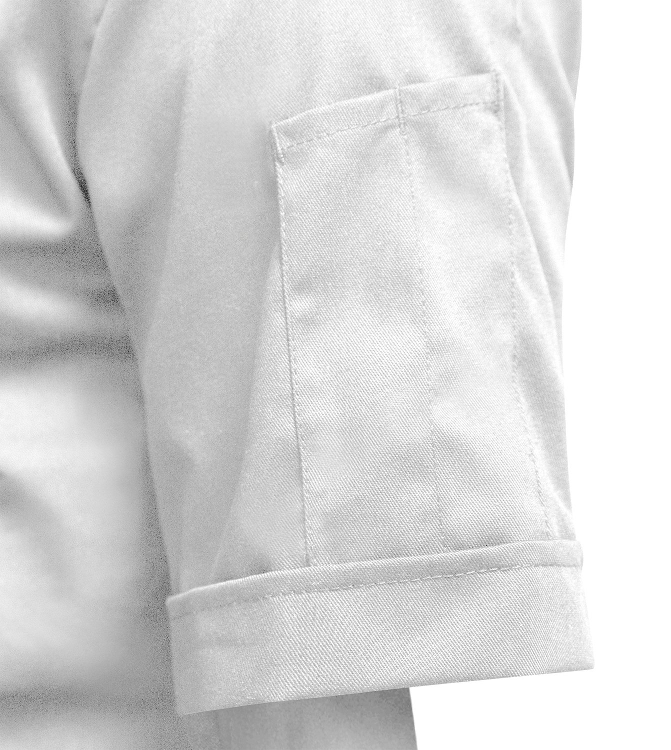strongAnt Chaqueta de Chef para Hombre Slim Fit Stretch con Botones de presión o Cremallera, Chaqueta de Panadero - Manga Corta - Negro Gris Blanco