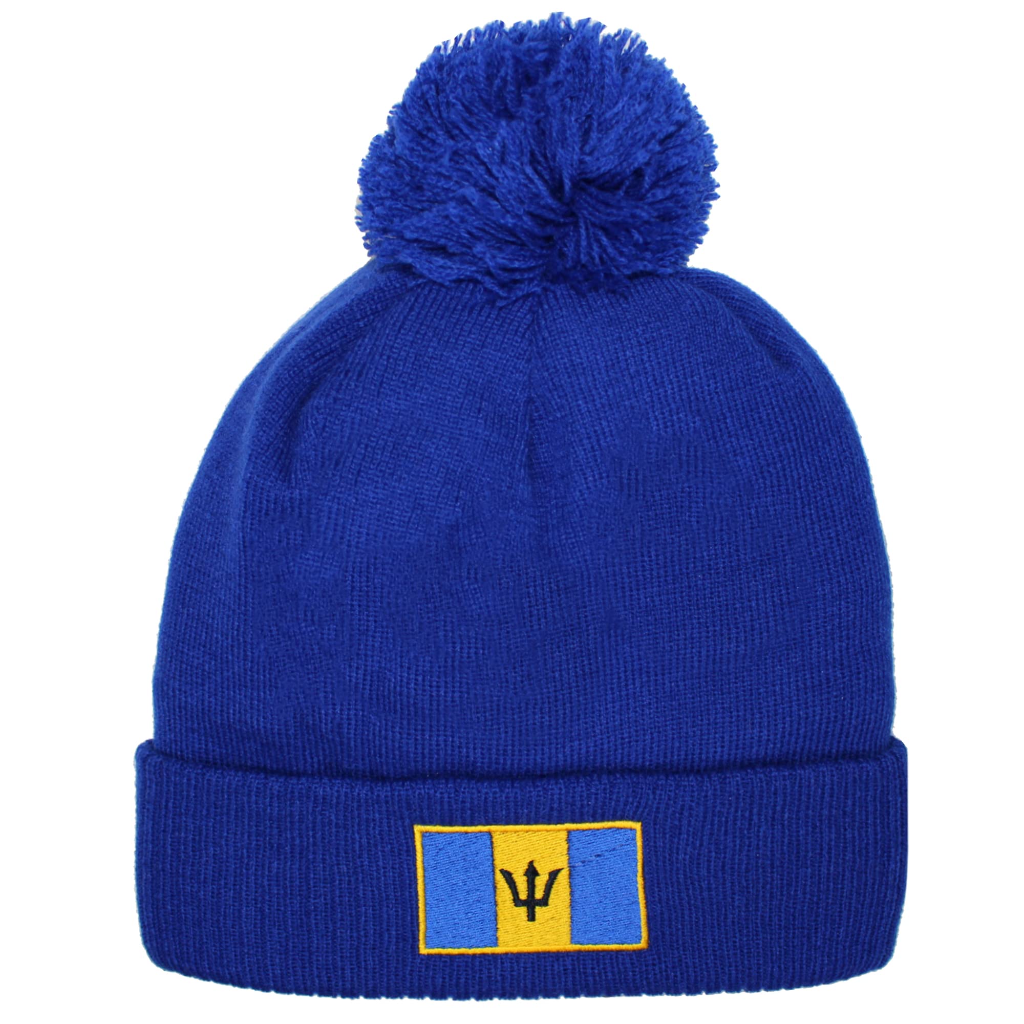 TeddyTs Embroidered Caribbean Barbados Flag Thermal Beanie Hat in Royal Blue