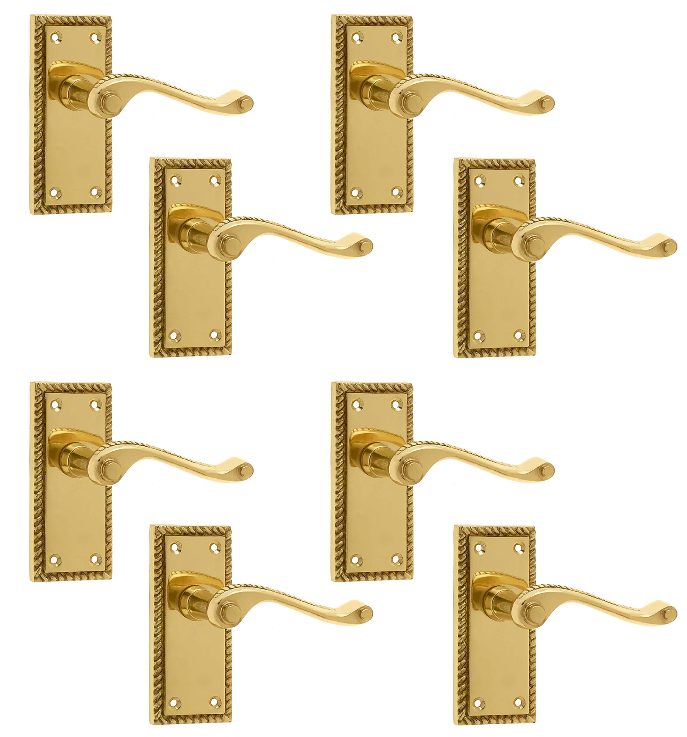 Frelan JG2 Georgian Brass Lever Latch Door Handles 112 x 48mm (8)