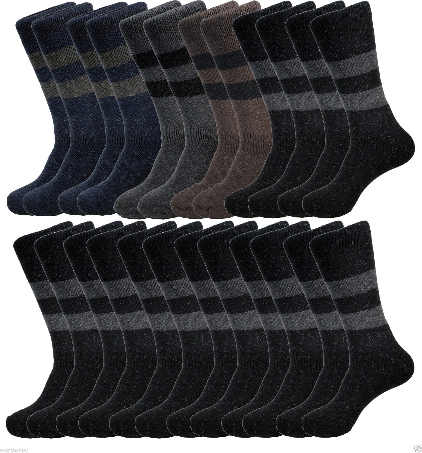 3 Pack Rabbit Wool Angora Thermal Men Winter Outdoor Socks New, Assorted Colors, Size: 10-15 fits shoe size 7-13