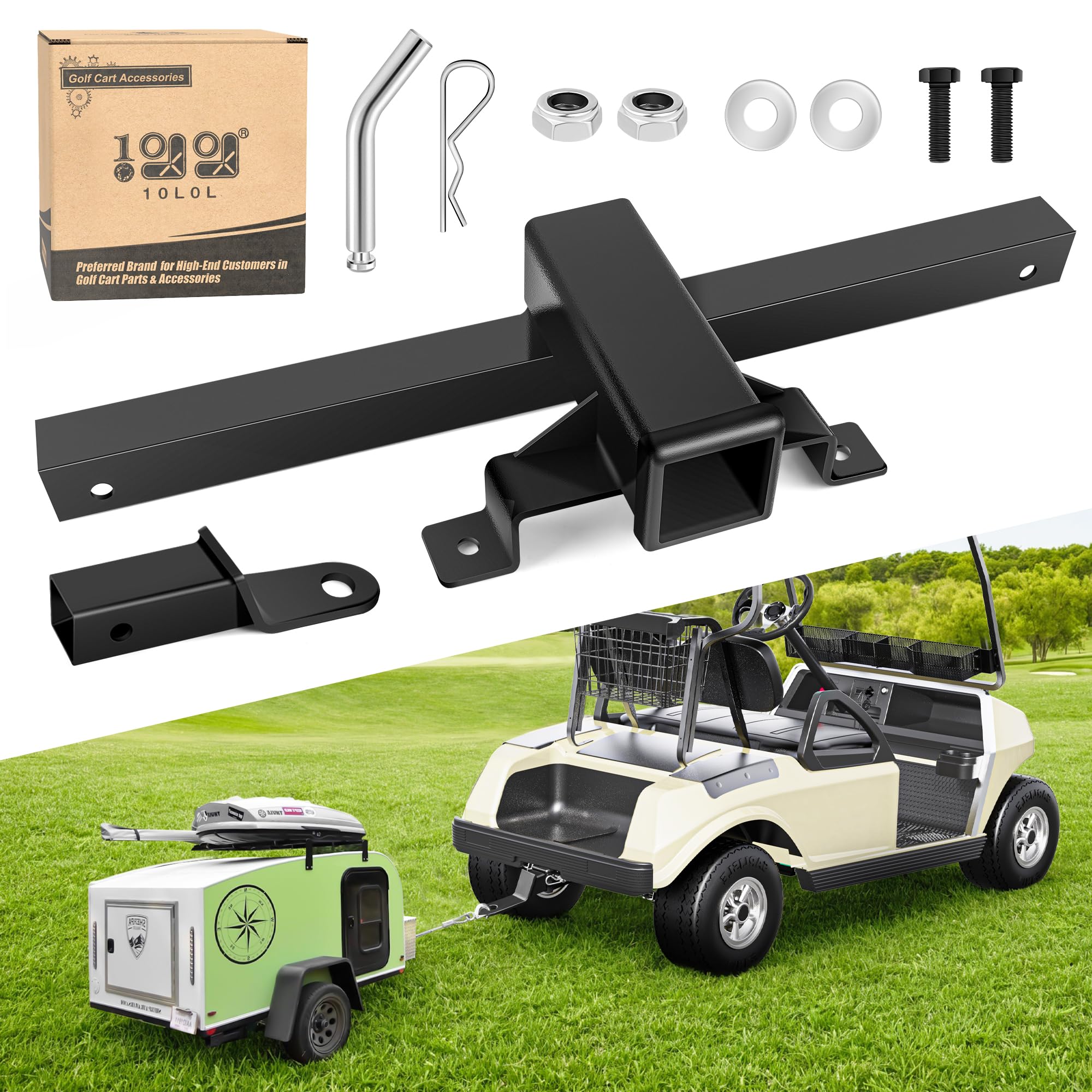 Photo 1 of 10L0L Golf Cart Bumper Trailer Hitch Suitable for Club Car DS Models,Trailer Hitch Fit for Golf Cart Backseat Footrest