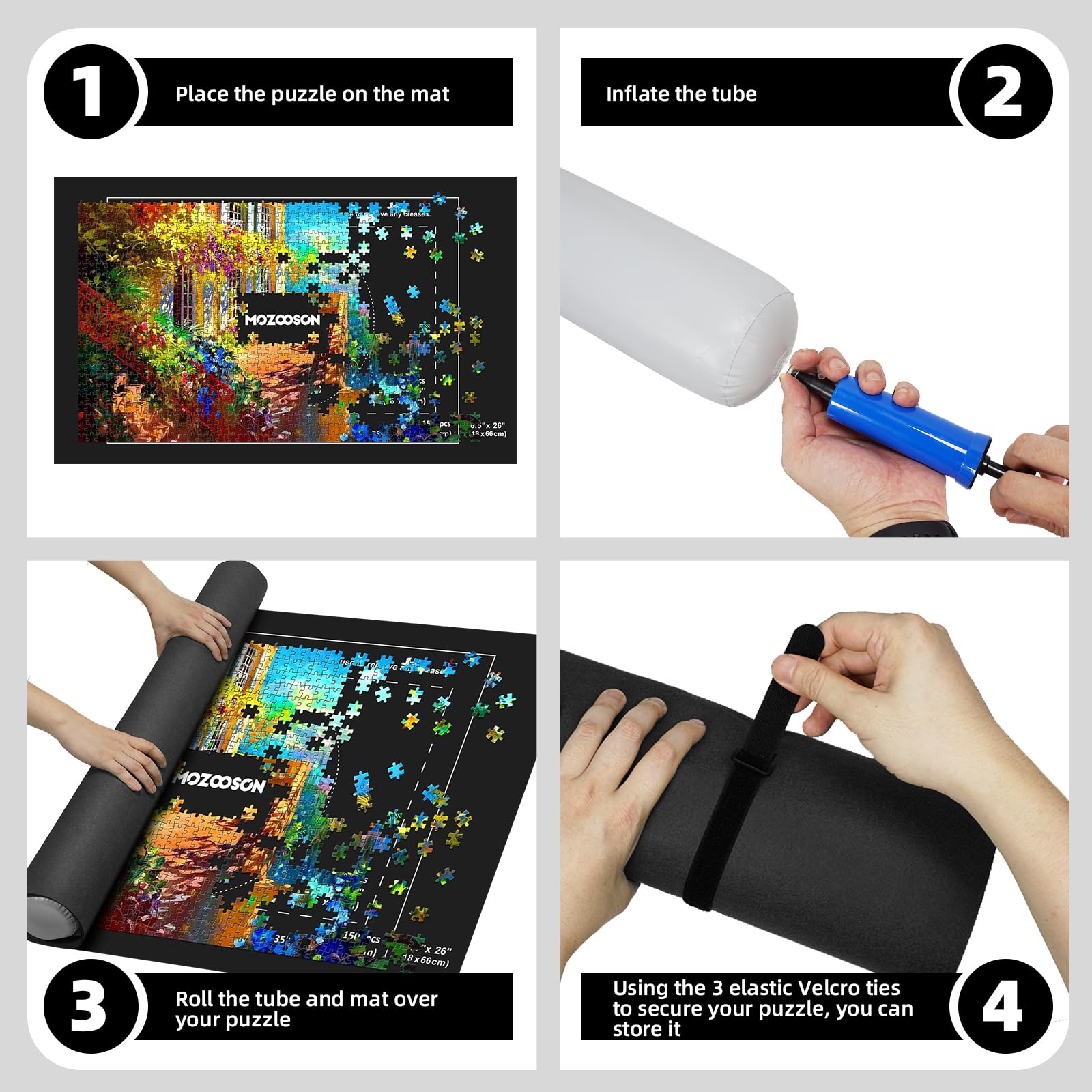 MOZOOSON Tapete Puzzle, Puzzle Mat Roll para Puzzle 1000 1500 Piezas para Adultos Niños, Fieltro Puzzles Tapete, Jigsaw Puzzle Roll Pad, Accesorio para Guardar los Puzzles