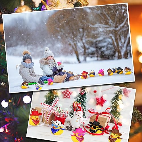 Miniatura 7 de 12 juegos de patos vaqueros con mini sombrero, bufanda y gafas de sol, mini pato de baño, juguetes para cumpleaños, natación, fiesta, regalo,