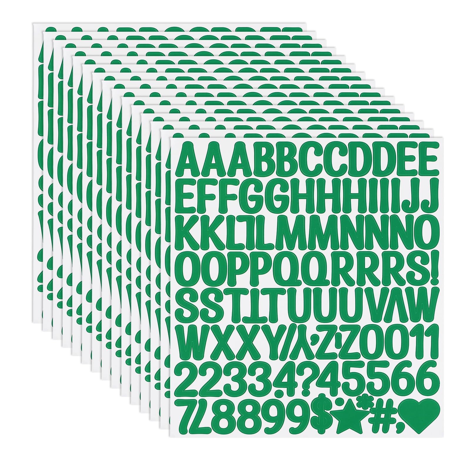 PATIKIL 1 Inch Letter Stickers, 15 Sheet Alphabet Number Stickers Self Adhesive Handwriting Vinyl Stick on Letters for Mailbox Number Scrapbooking Sign Bottles Craft, Green