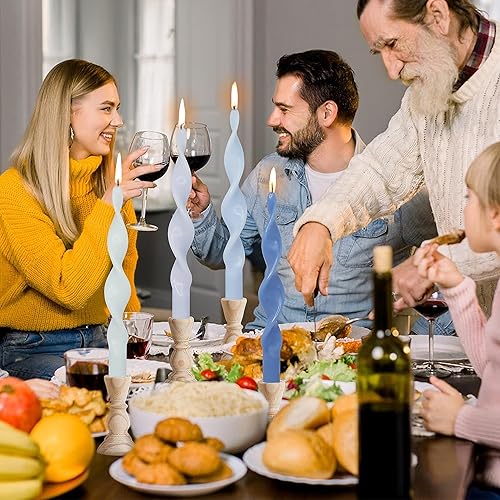 Miniatura 181 de Vela cónica en espiral torcida de 10 pulgadas, velas de colores sin perfume, velas altas sin humo para el hogar, vacaciones, boda, fiesta