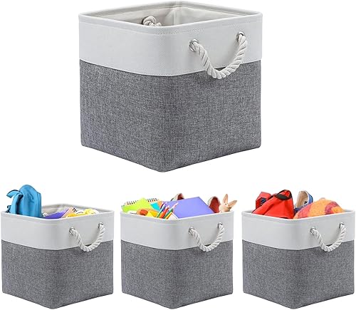 Typutomi Paquete de 4 cubos de almacenamiento de 13 x 13 pulgadas, cubos de almacenamiento plegables grandes de tela, contenedores de almacenamiento