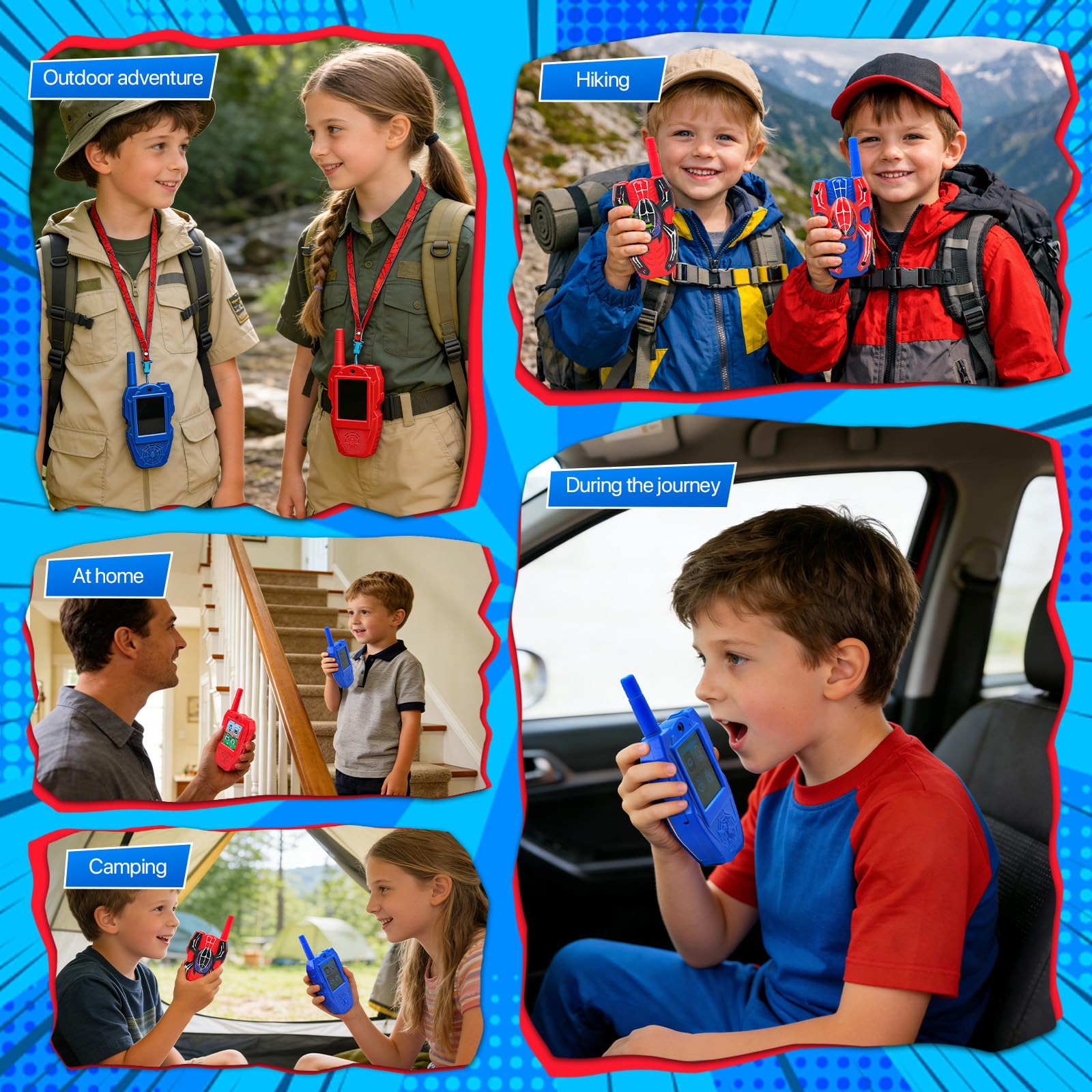 Video Talkie Walkie Enfants, Talkie Walkie Enfants Rechargeable avec Vidéo & Caméra HD, par USB-C avec Écran IPS 2 Pouces Changeur de Voix pour Le Camping, lesVoyages, Cadeau pour Enfants
