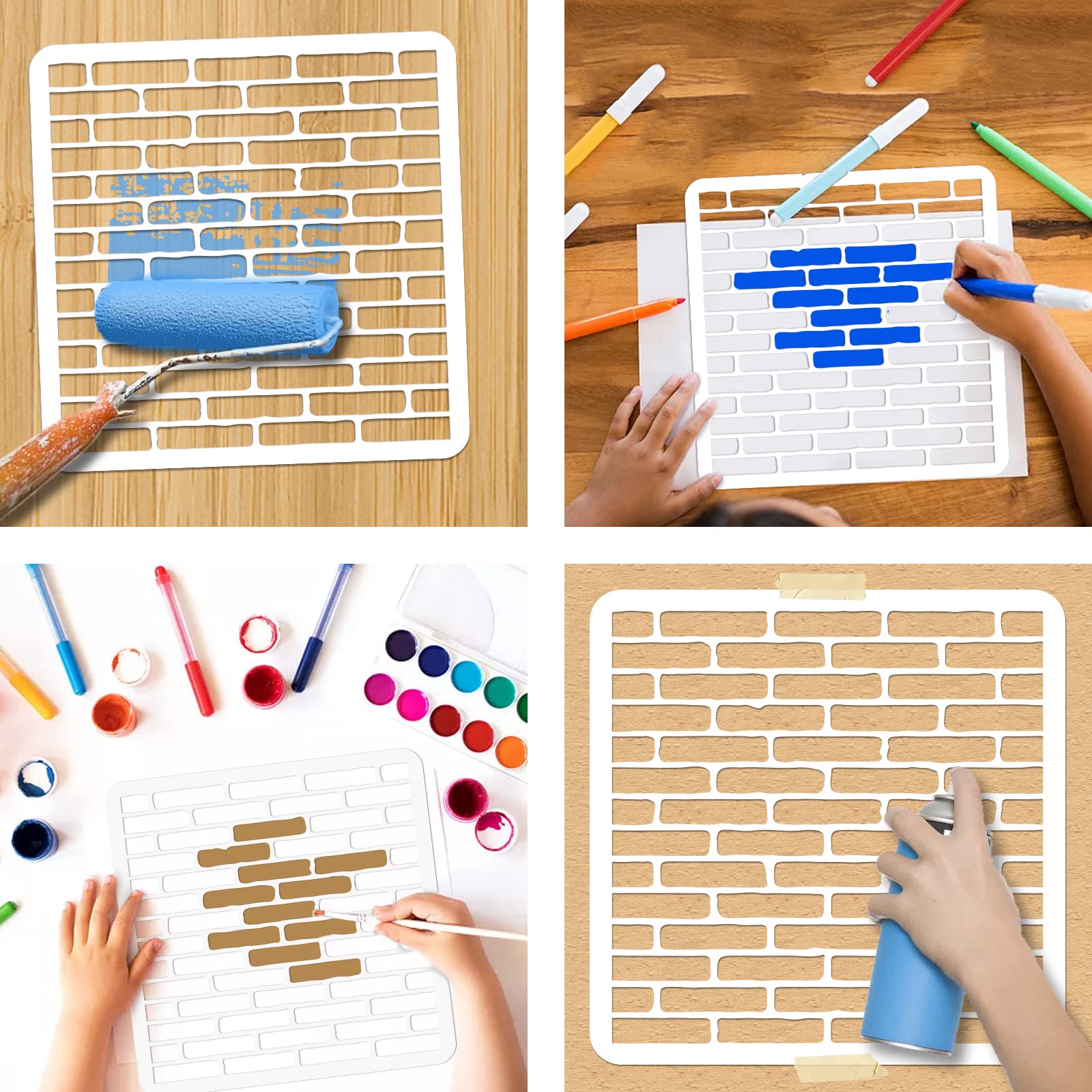 NBEADS 2 Pcs Brick Painting Stencils Templates - Image 4