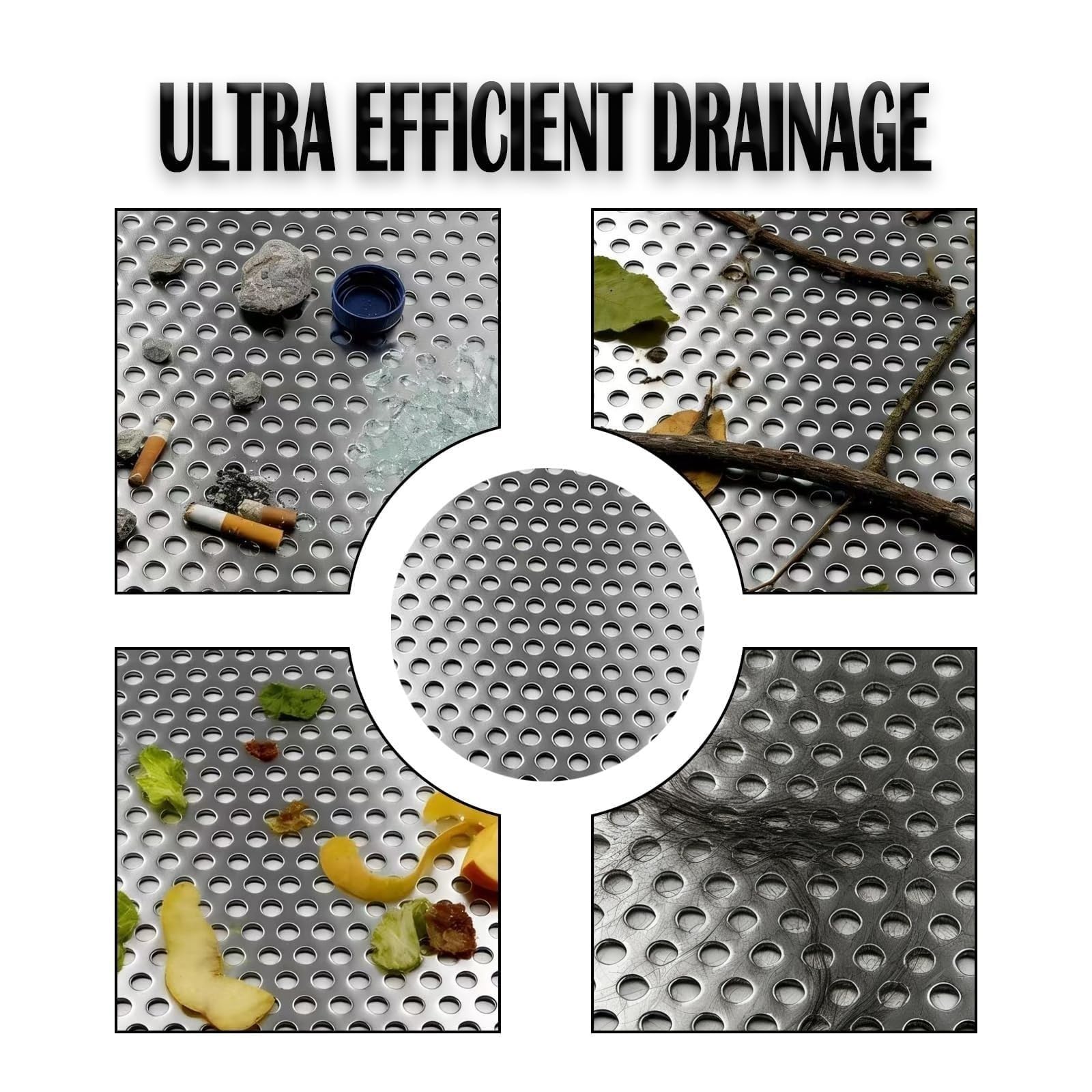 Cubiertas de Drenaje Alcantarillado de Acero Inoxidable 304, Agujero de 2 mm Rejilla Desague Ducha, Filtro de Fregadero, Protectores de Drenaje de Malla para Interiores Exteriores, Drenaje
