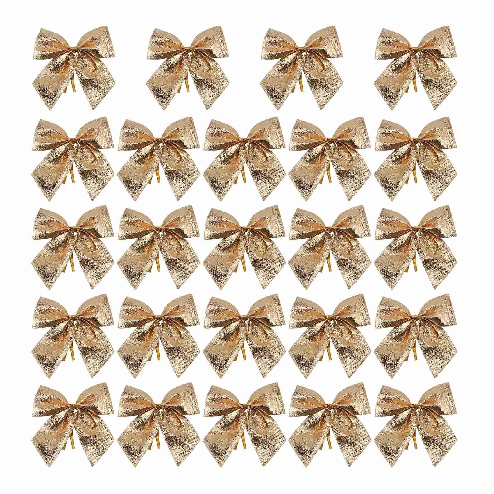 CTRLZS 24Pcs Decoration Ornament Hanging Bowknot Bow Butterfly Decore Tree Cute Christmas Tree (24pcs,gold)