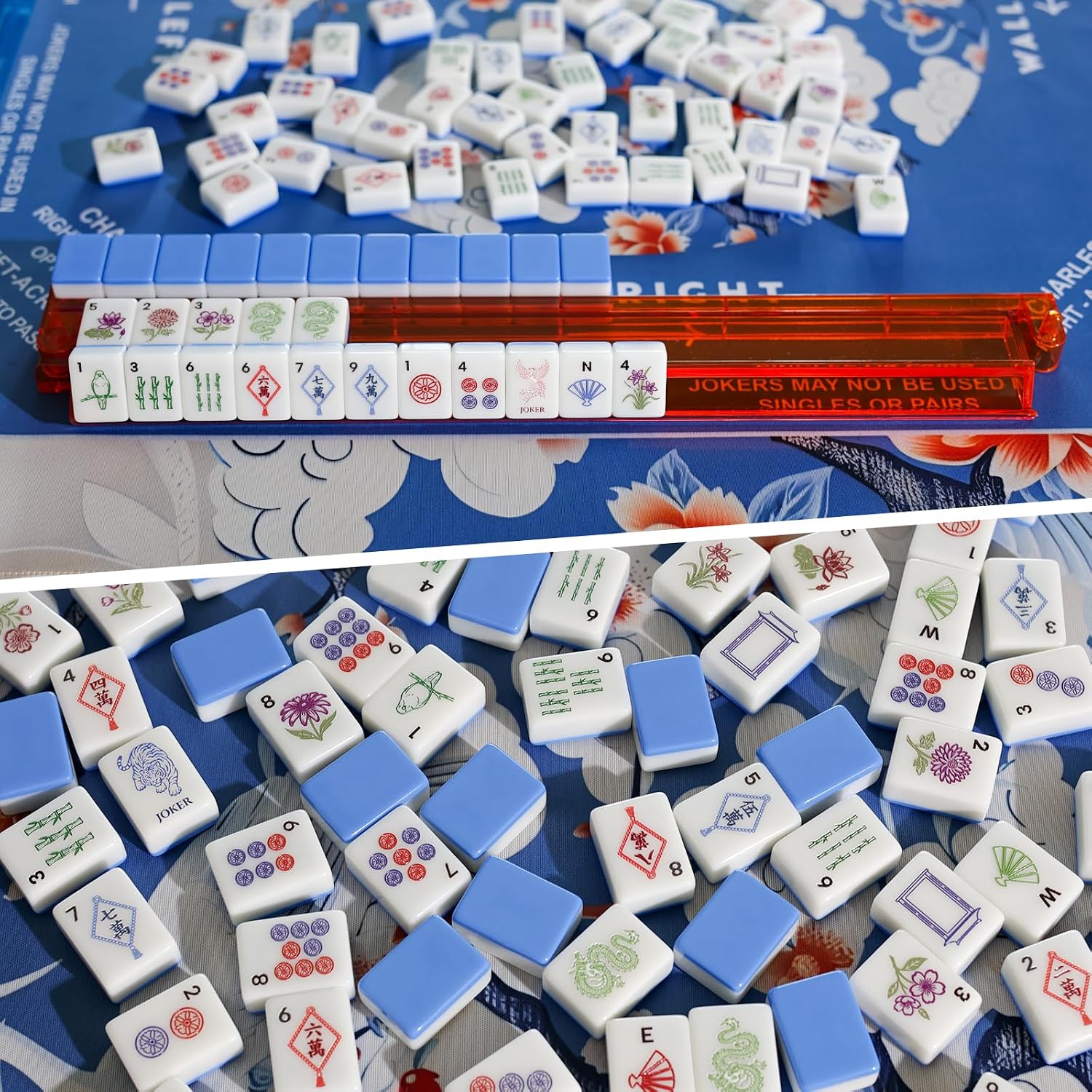 American Mahjong Complete Set 166 Tiles 1.2" Engraved with 4 Racks & Bag | Vivid color tiles, easy to read. Complete portable set—open & play. Full accessories. Great for travel, parties & family.