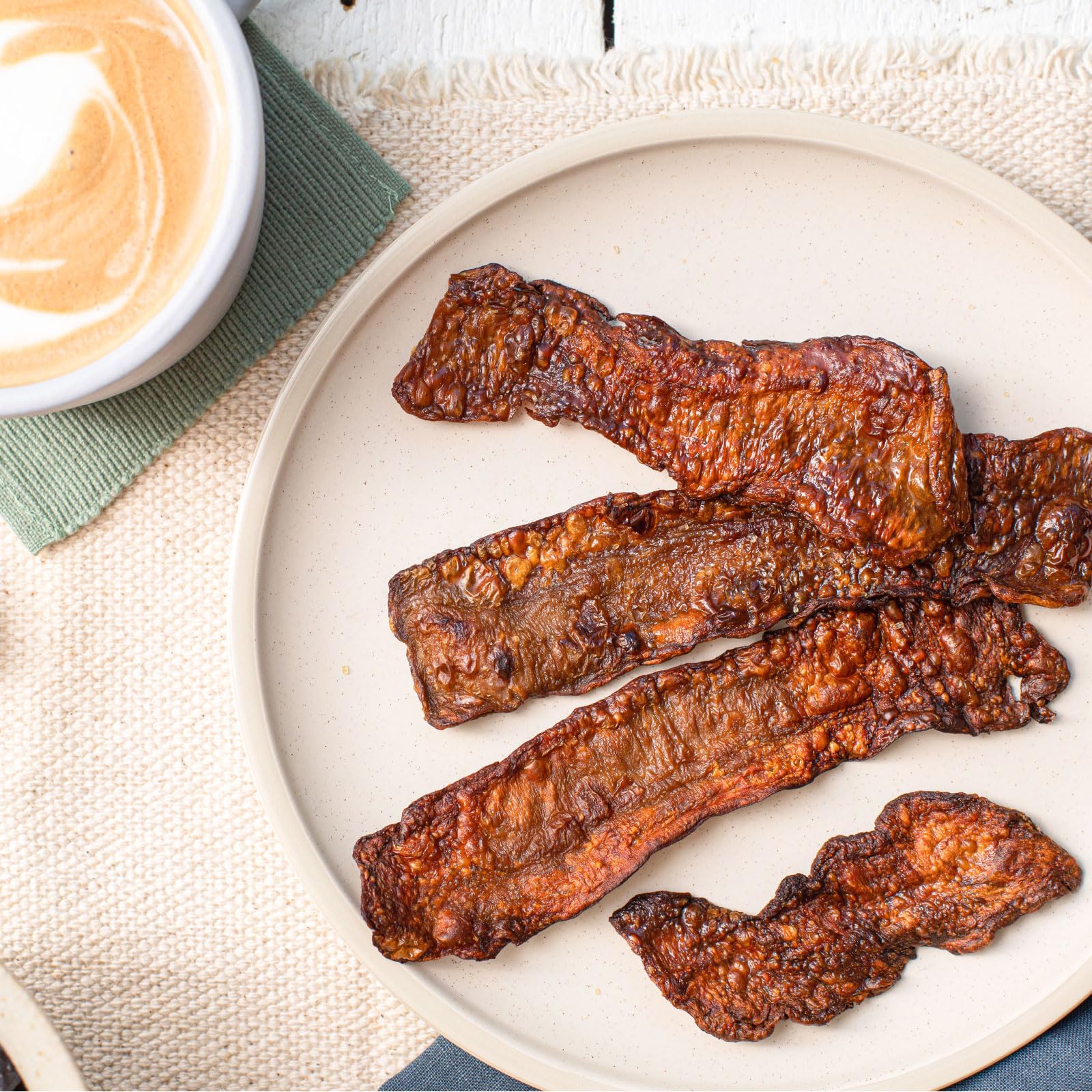 MyBacon, Original Recipe. Meatless, oyster mushroom mycelium bacon