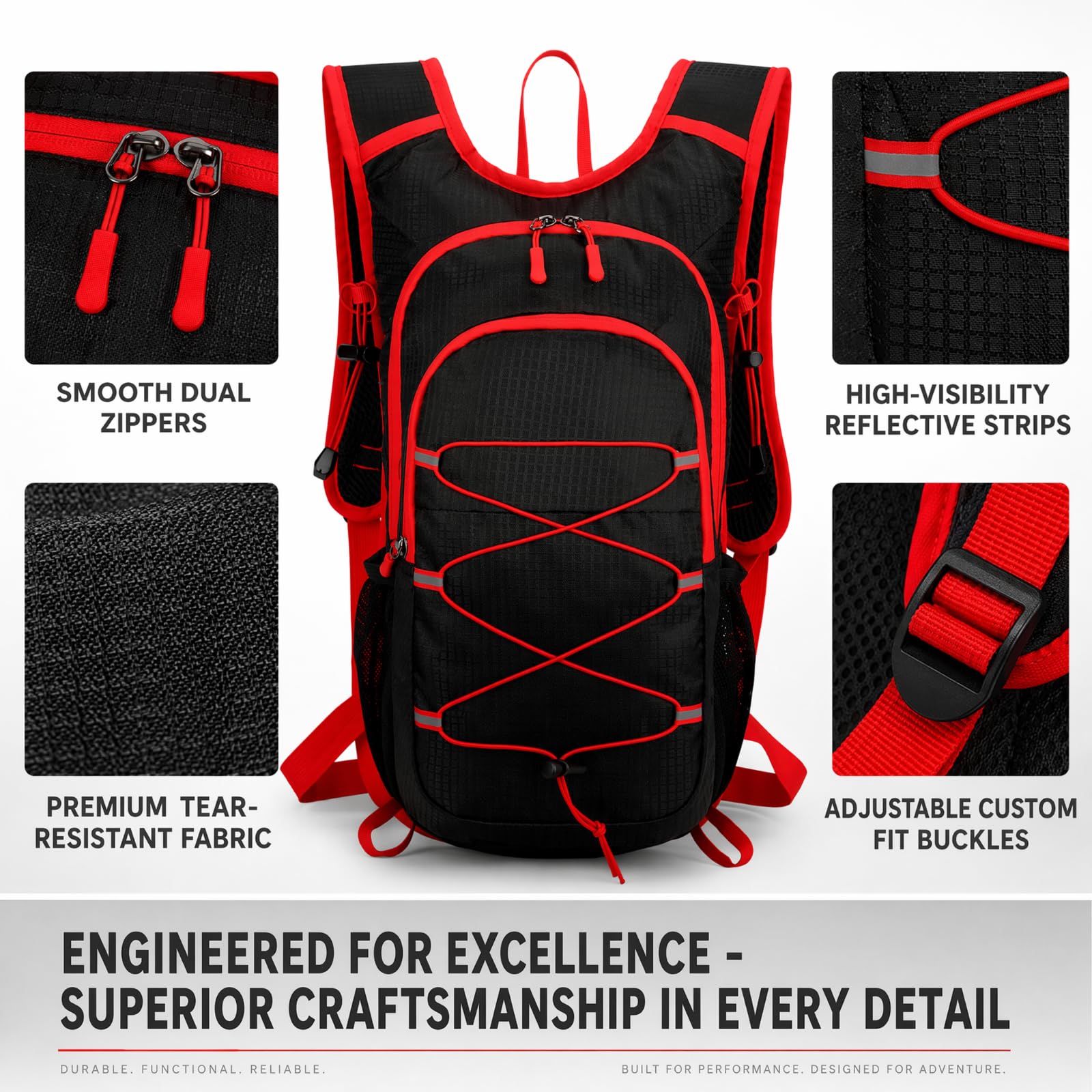 Mochila Deportiva Outdoor Ligera 20L, Mochila Ciclismo Senderismo de para Hombre Mujer, Impermeable & Transpirable para Correr, Ciclismo, Escalada, Viaje (Rojo)