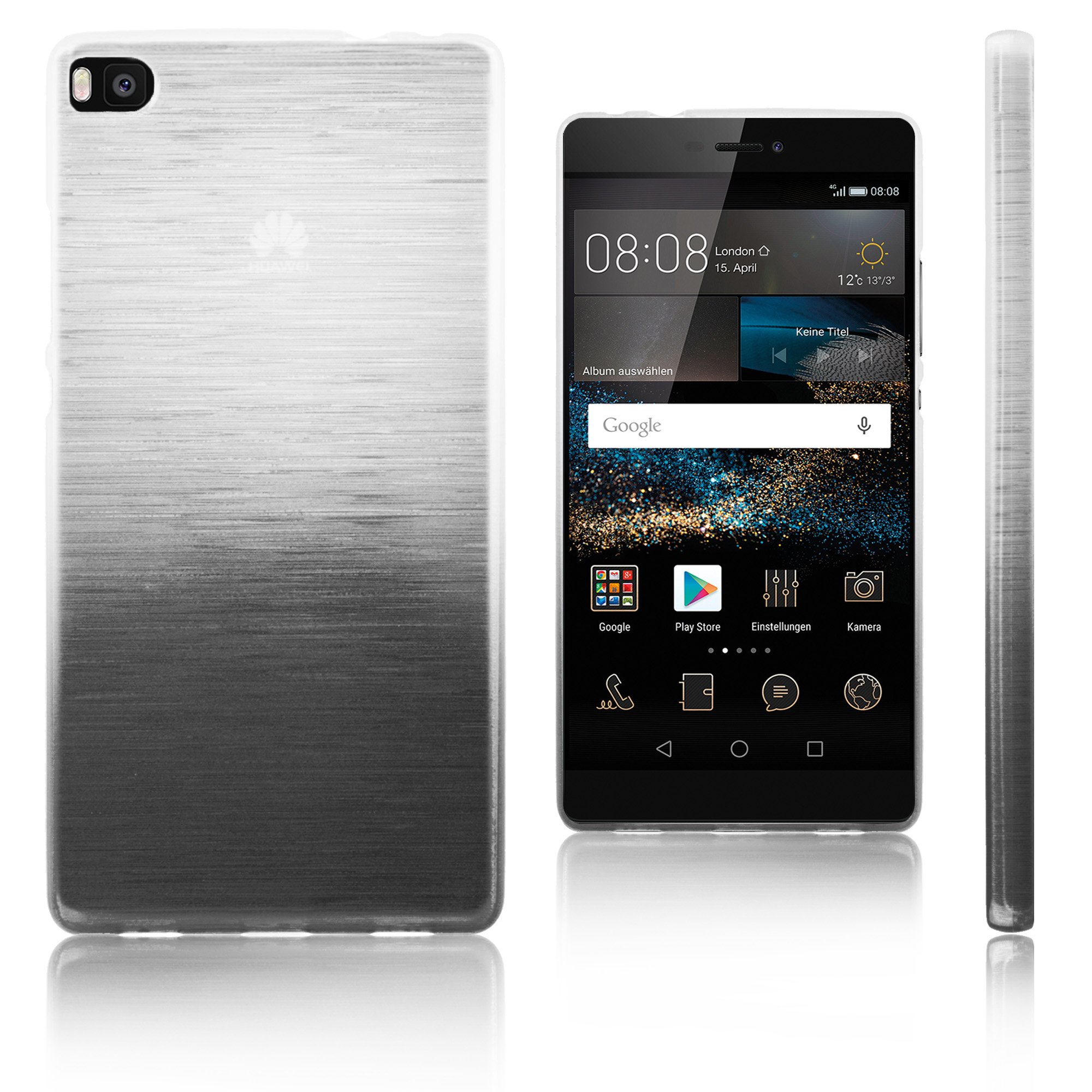Xcessor Custodia Per Huawei Ascend P7 In TPU Morbido Con Effetto Seta E Colore Sfumato (Trasparente/Verde) - 3
