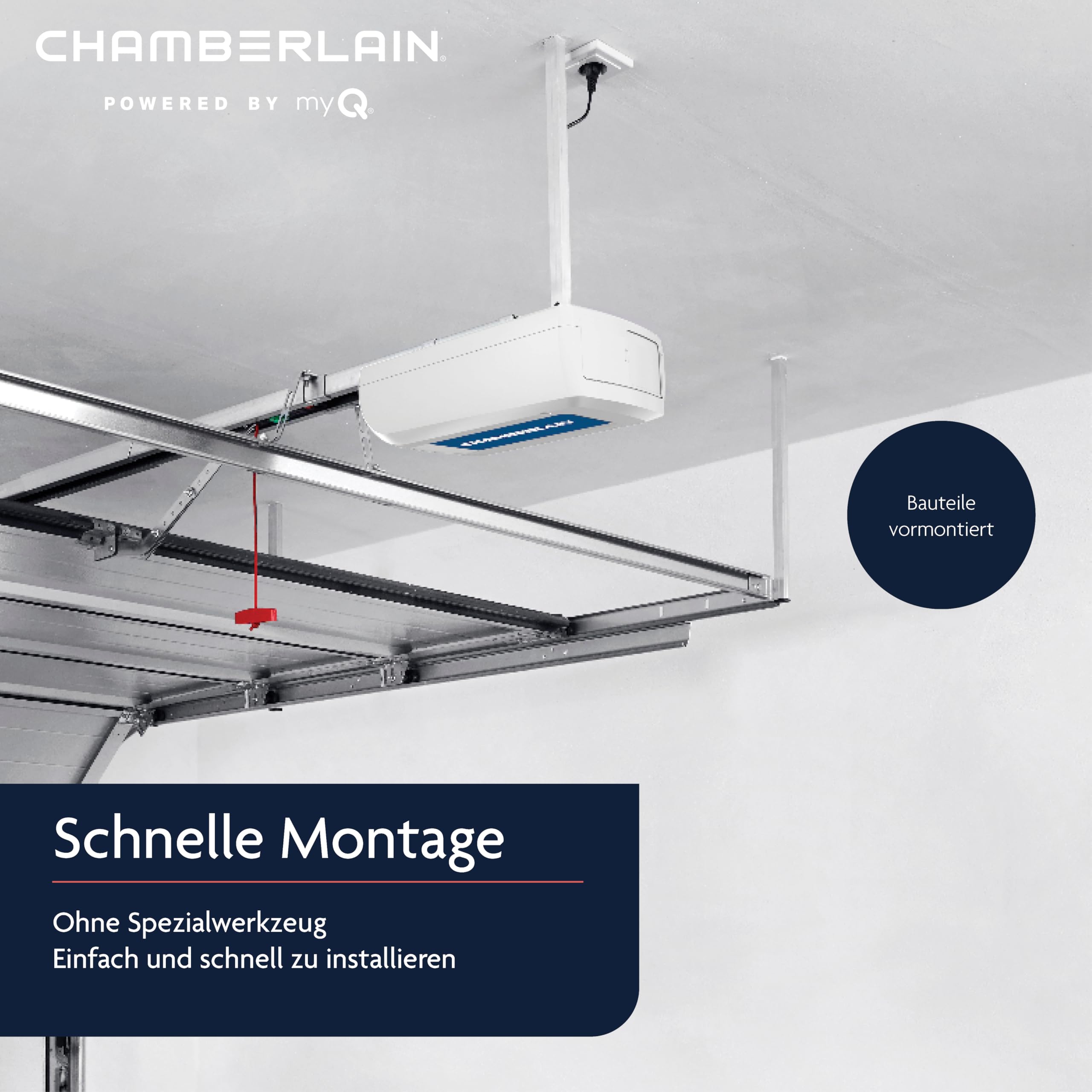 Chamberlain ML1040EV - Accionamiento para puerta de garaje - Silencioso y fuerte: 1000 N fuerza de tracción máx. 140 kg de peso de la puerta - Capacidad para Smart Home - Montaje sencillo - Incluye