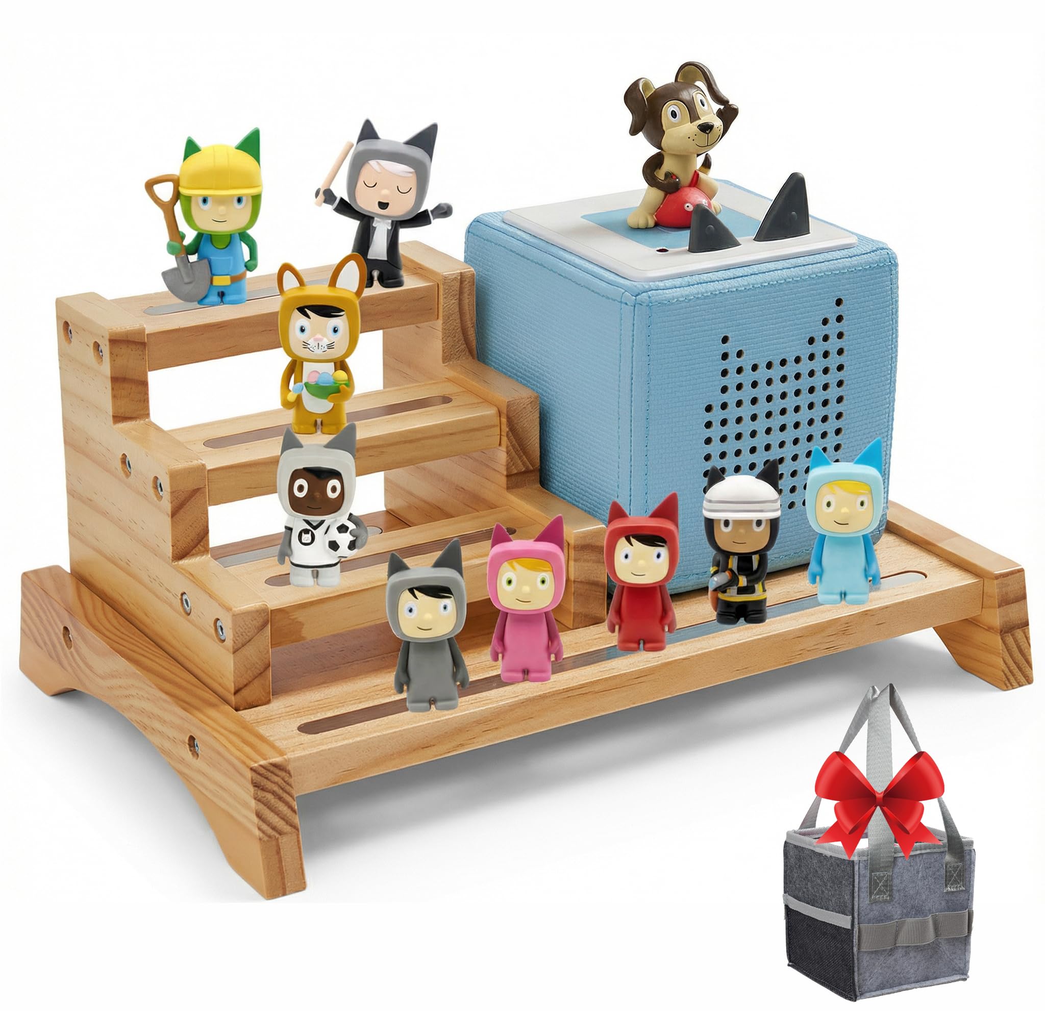 für 3-Tier Toniesbox Regal, Massiv Kiefernholz Tonie Regal Mädchen Kompatibel mit Toniesbox 1 und Toniesbox 2 Für 10-15 Tonies-Figuren Charaktere Desktop Anzeige Aufbewahrungsrack Für Kinderzimmer