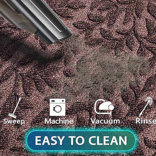 Miniatura 5 de Bulijojo Tapete de entrada frontal, duradero, resistente, tapete de bienvenida grueso, absorbente, de goma natural, antideslizante, fácil de