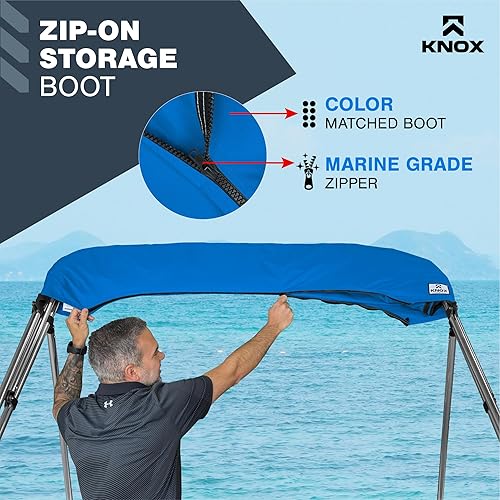 Miniatura 6 de Lona universal de repuesto Bimini de 4 arcos, lona superior Bimini solo con funda de almacenamiento con cremallera, grado marino 900D, impermeable,