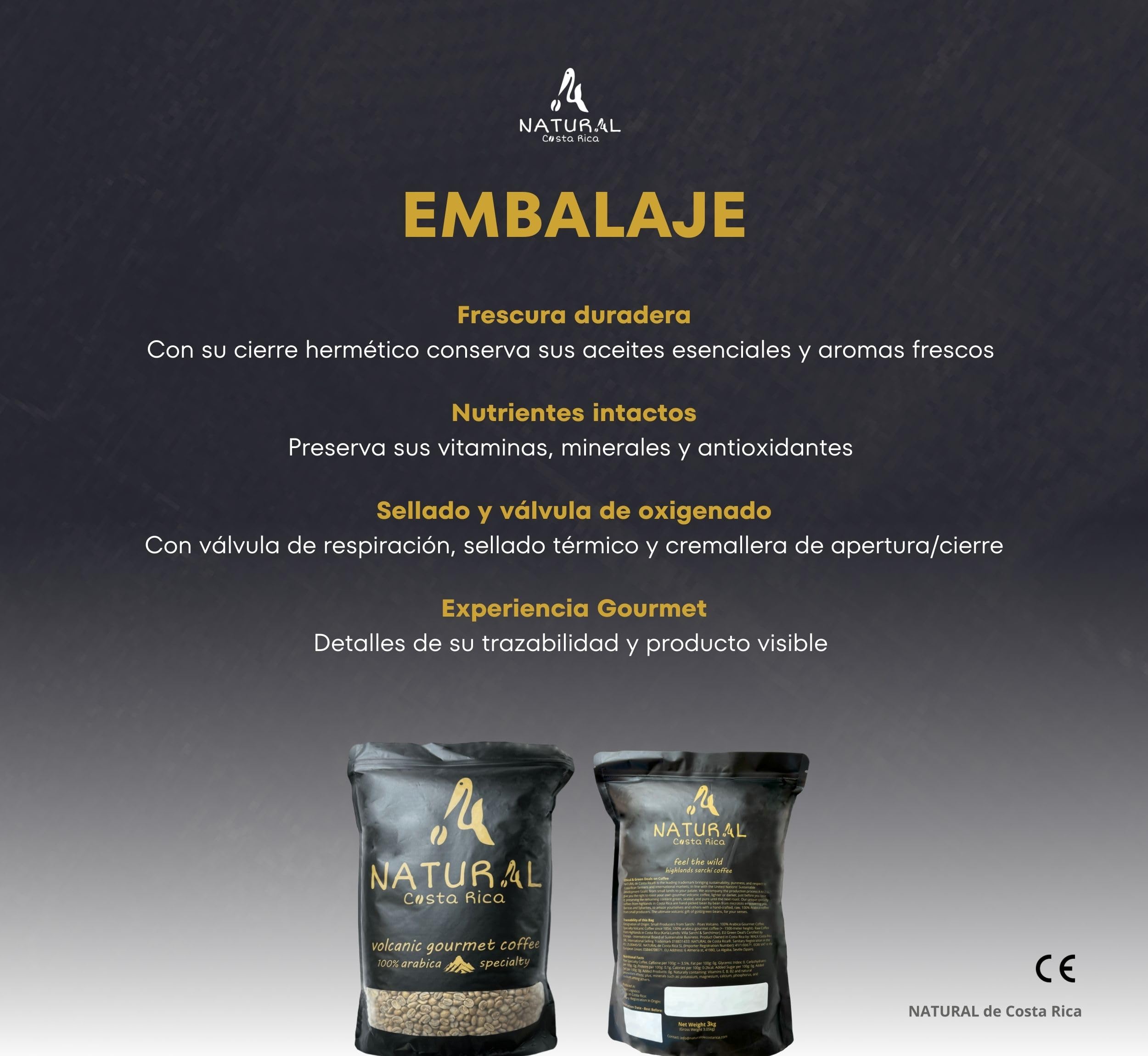 NATURAL de Costa Rica | Café en Grano Natural Premium Sin Tostar | Café de Especialidad 100% Arábica Gourmet Variedad CATURRA | Kit Café Regalo 1kg