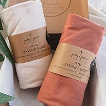 Bassinet Fitted Sheets Compatible with SNOO Happiest Baby Oval Bassinet – Snuggly Soft 100% Jersey Cotton – Beige + Rusty Brown – 2 Pack