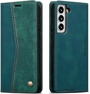 QLTYPRI Funda tipo cartera para Samsung Galaxy S22, funda de piel sintética vintage con ranuras para tarjetas, cierre magnético, a prueba de golpes, funda con tapa para Samsung Galaxy S22, color verde