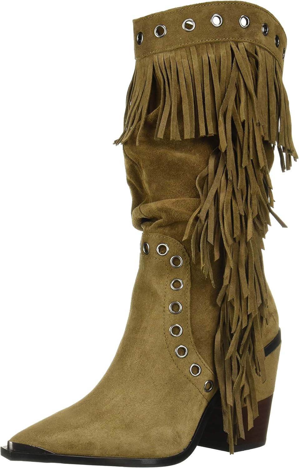 Kenneth Cole Women's WEST Side MID Fringe Fashion Boot, Taupe, 8 Medium US