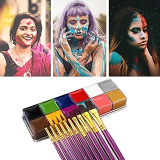 FANICEA 12 Colors Face Body Paint Set Professional Non-Toxic SFX Makeup Palette Fancy Halloween Cosplay Party Hypoallergen...