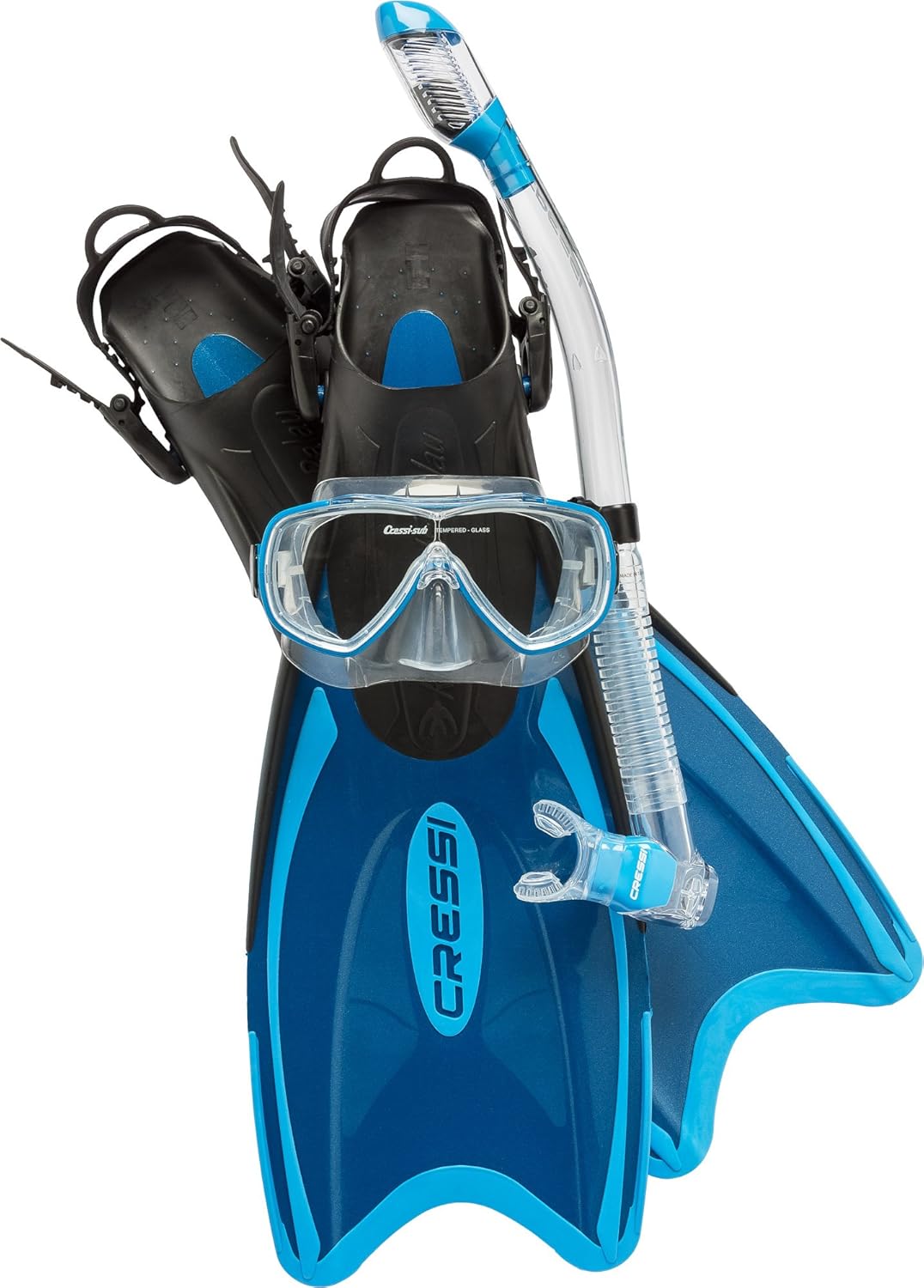 Cressi Palau LAF, Adult Snorkeling Set, Includes (Palau Long Open Heel Fins, Onda Mask