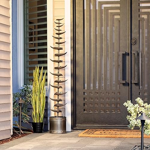 Alpine Corporation MCC390L-SL - Fuente de agua de metal plateado para interiores y exteriores para jardĂn entrada patio patio bronce Alpine Corporation MCC390L-SL - Fuente de agua de metal plateado para interiores y exteriores para jardĂn entrada patio patio bronce