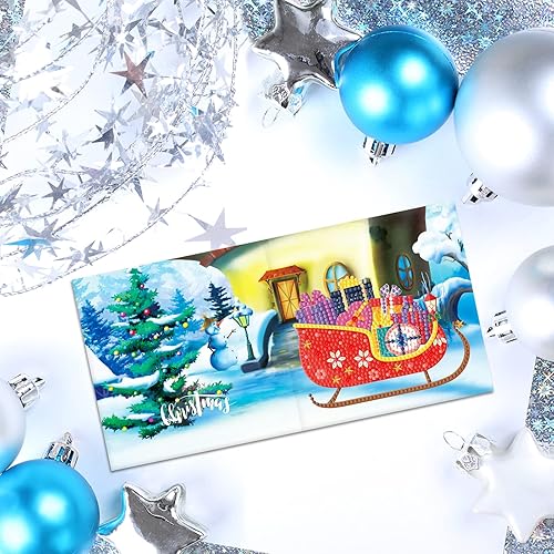 Miniatura 6 de Treat Me Tarjetas de Navidad de arte de diamantes con pintura de diamantes tridimensionales para regalo (paquete de 8)