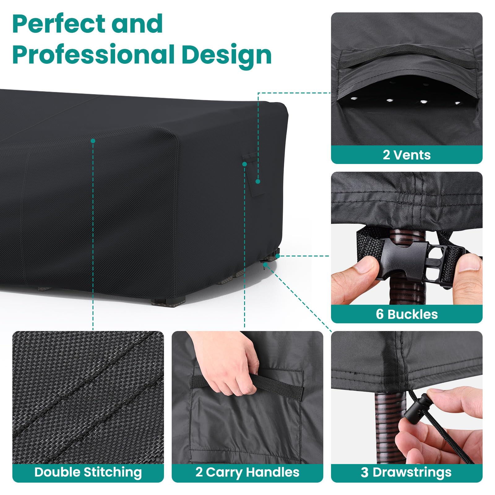 Funda Exterior Muebles Jardin en Forma de L 250x250x110x80cm, 600D Funda Sofa Exterior Impermeables con Salida de Aire, Impermeables, Resistentes al Desgarro, Funda para Sofá de Esquina