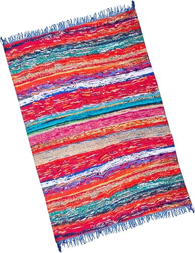 Eleet Alfombra Chindi ecológica de 100 % algodón reciclado, 3.5 x 6 pies, tejida a mano y reversible para sala de estar, cocina (3.5 x 6 pies,