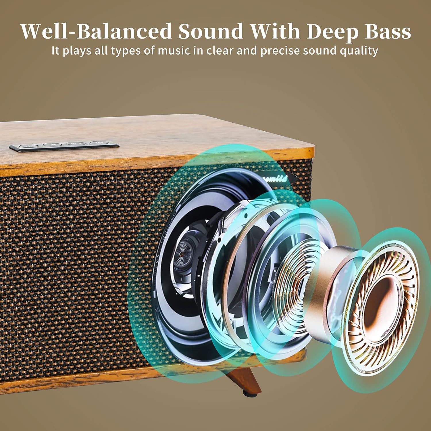 sensemild retro bluetooth speaker vintage portable performance speakers 60w heavy bass music player with 30w subwoofer stereo pairing tws portabl
