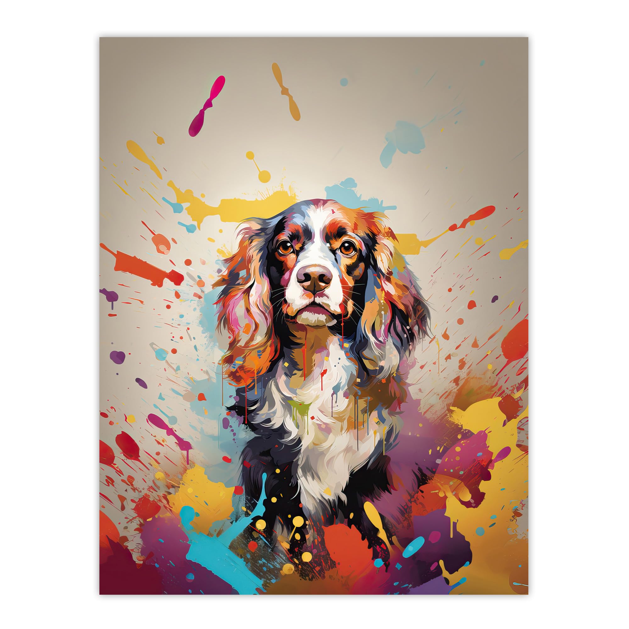 Artery8 Unframed 24X32" King Charles Spaniel Dog Lover Gift Pet Portrait Colourful Artwork Painting Extra Large Xl Wall Art Poster Print